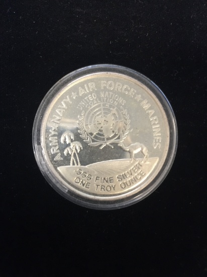 1 Troy Ounce .999 Fine Silver Operation Desert Storm Silver Bullion Round Coin