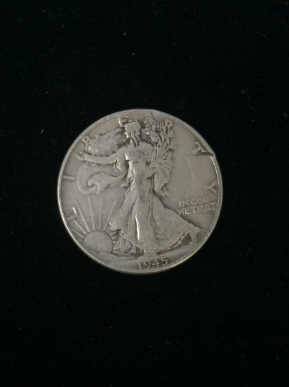 1945 United States Walking Liberty Silver Half Dollar - 90% Silver Coin