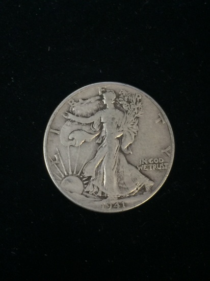 1941 United States Walking Liberty Silver Half Dollar - 90% Silver Coin