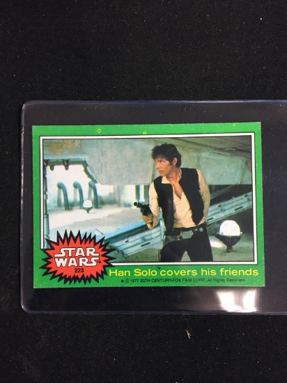 1977 Topps Star Wars Series 4 Card #223 Han Solo covers his Friends