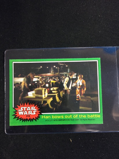 1977 Topps Star Wars Series 4 Card #215 Han Bows Out of the Battle