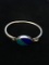 Old Pawn Taxco Sterling Silver Bangle Cuff Bracelet W/ Turquoise & Lapis - 26 Grams