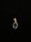 Emerald & Diamond Sterling Silver Pendant
