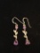 Amethyst & Marcasite Floral Earrings