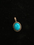 Old Pawn Native Sterling Silver & Turquoise Pendant