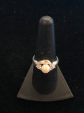 CZ & Pearl Sterling Silver Ring - Size 8