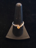 Carved Sterling Silver & Golden Topaz Ring - Size 8.75