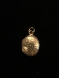 Etched Gold Tone Sterling Silver Locket Pendant