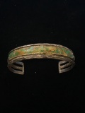Repaired Sterling Silver Native American Turquoise Cuff Bracelet - 29 Grams