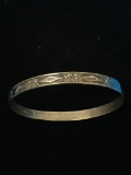 Taxco Carved Sterling Silver Bangle Cuff Bracelet