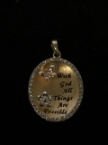 With God All Things Are Possible Sterling Silver Gold Tone Pendant