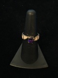 Vintage Sterling Silver Ring W/ Fire Opal & Amethyst - Size 6.5