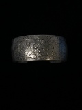 Danecraft Repousse Wide Sterling Silver Floral Cuff Bracelet