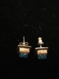 MF Sterling Silver & Fire Opal Stud Earrings