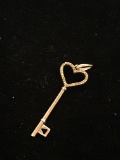 RJC Sterling Silver & Diamond Heart Key Pendant