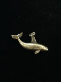 Carved Sterling Silver Killer Whale Pendant