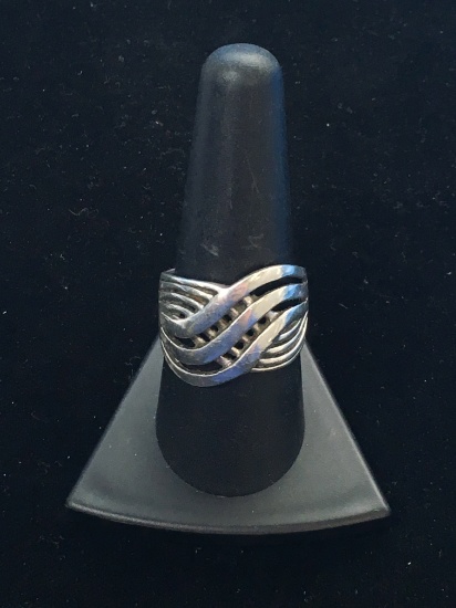 Designer NF Sterling Silver Swirl Ring - Size 8.75