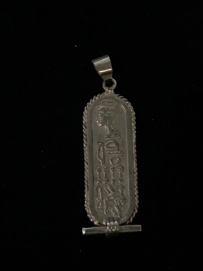 Vintage Egyptian Sterling Silver 2" Pendant