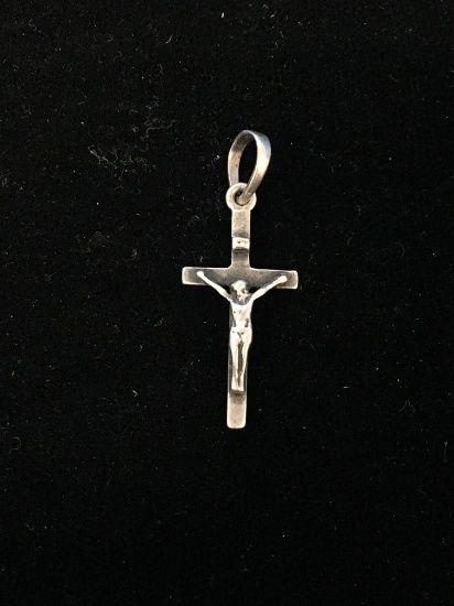 AGI Sterling Silver Jesus on Crucifix 1" Cross Pendant