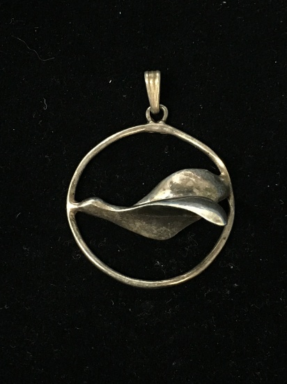 Artisan CK Modernist Round Seagull Sterling Silver Pendant