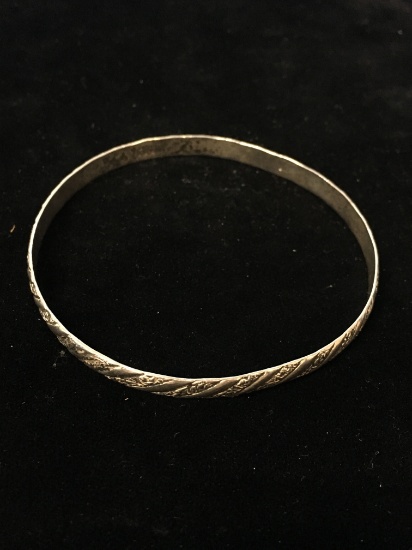 Vintage Di Vera Sterling Silver Carved Bangle Bracelet