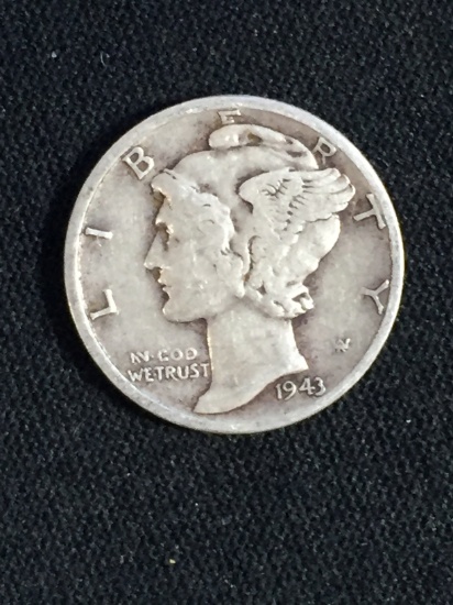 1943 United States Mercury Silver Dime - 90% Silver Coin