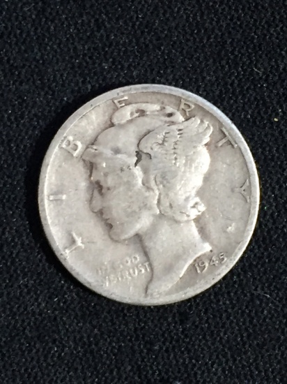 1945 United States Mercury Silver Dime - 90% Silver Coin