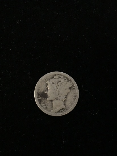 1924 United States Mercury Silver Dime - 90% Silver Coin