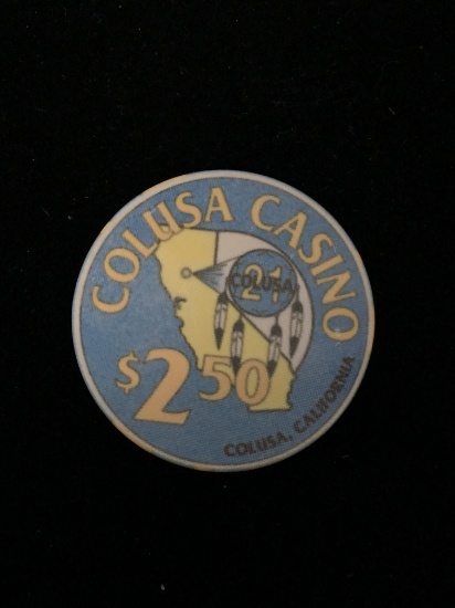 Vintage Colusa Casino - Calusa, California $2.50 Casino Chip - RARE