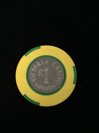Vintage Victoria Casino - London, England 1 Pound Casino Chip - RARE