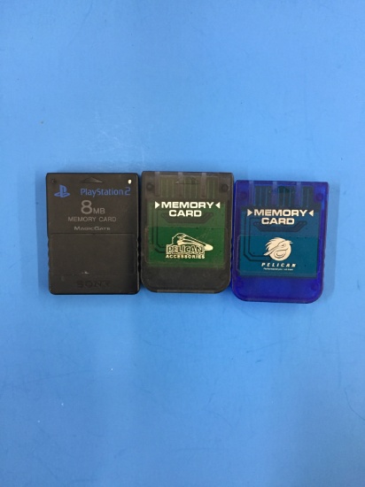 3 Count Lot of Playstation 2 PS2 Memory Cards