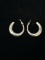 Etched Puffy Sterling Silver 3/4 Hoop Earrings