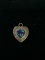 VHC Sterling Silver Heart Pendant W/ Green/Blue Stone