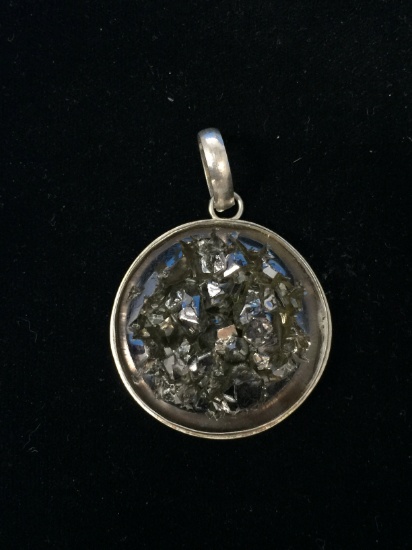 Large Sterling Silver & Druzy Crystal Pendant