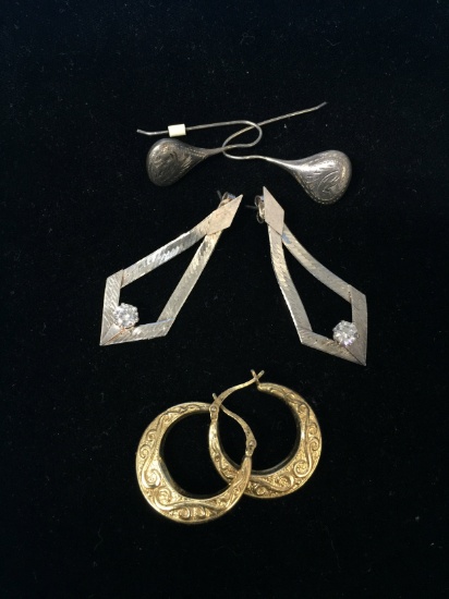 3 Pairs of Sterling Silver Earrings