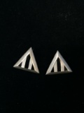 Triangle Sterling Silver Earrings W/ MOP & Onyx