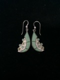 Green Agate & Peridot Sterling Silver Earrings