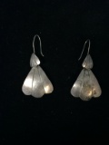 Old Pawn Carved Sterling Silver Dangle Earrings