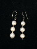 Sterling Silver & Pearl Strand Earrings