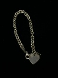 SU Sterling Silver Heart Link Chain Bracelet - 7.5
