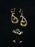 3 Pairs of Sterling Silver Earrings