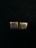 Square Sterling Silver & Amethyst Earrings