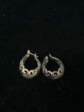 Bali Style Pierced Sterling Silver Earrings