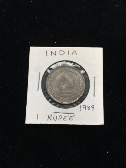 1989 India - 1 Rupee - Foreign Coin in Holder