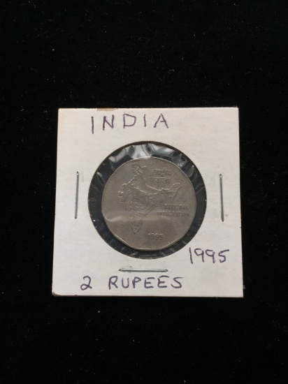 1995 India - 2 Rupees - Foreign Coin in Holder