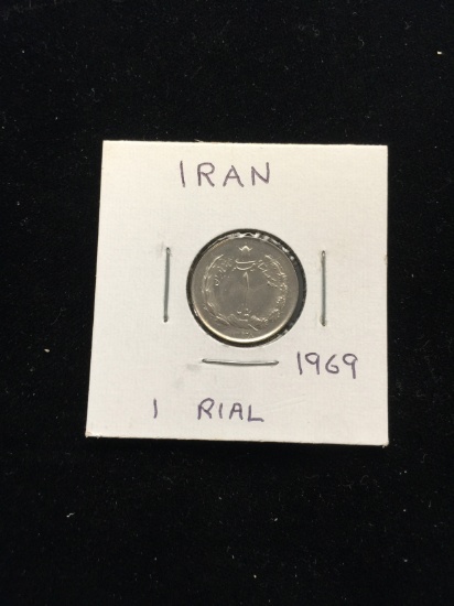 1969 Iran - 1 Rial - Foreign Coin in Holder