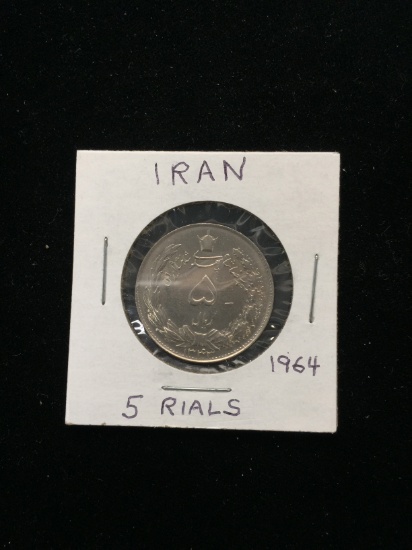 1964 Iran - 5 Rials - Foreign Coin in Holder