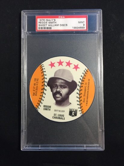 RARE PSA Graded 1976 Isaly's Sweet William Discs Reggie Smith Cardinals Baseball Card