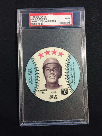 RARE PSA Graded 1976 Isaly's Sweet William Discs Carlton Fisk Red Sox Baseball Card