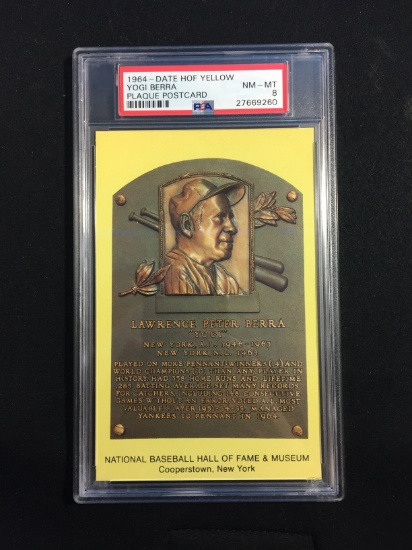 RARE PSA Graded 1964 Date Hall of Fame Yellow Plaque Postcard YOGI BERRA